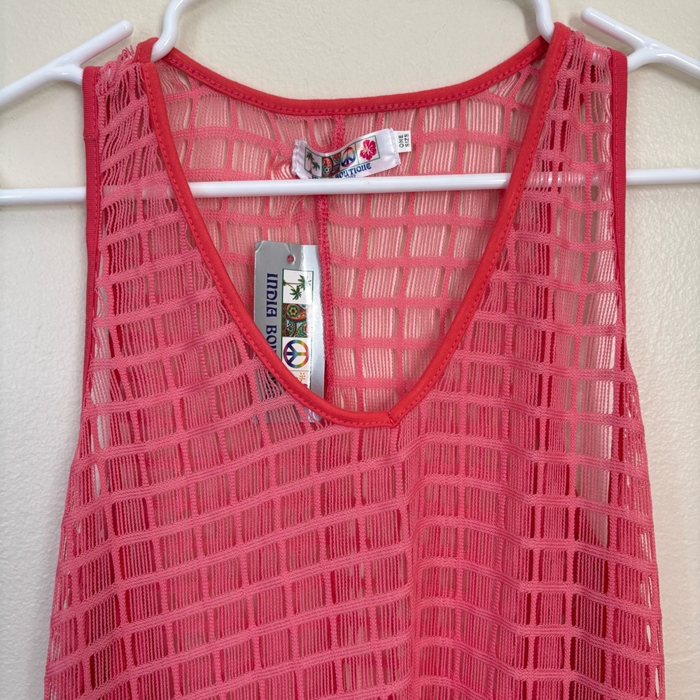 India Boutique Coral Mesh Dress/Swim Cover One Size NWT - Picture 3 of 8